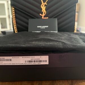 YSL Monogram Large Wallet on Chain in Grained Leather
